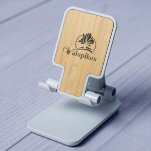 Engraved wooden phone stand