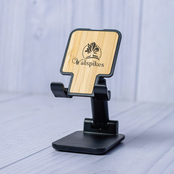 Engraved wooden phone stand