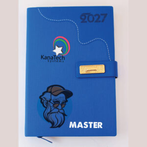 Branded b5 diaries 2027 in black and blue, customised with your company logo for corporate gifts, staff appreciation and client giveaways in kenya.