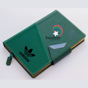 Home 5 Custom a5 diaries 2027 in blue and green, personalised with your company logo for corporate gifts, staff appreciation and client giveaways in kenya.