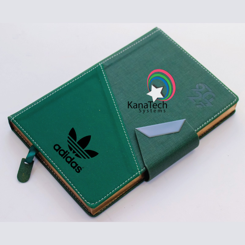 Custom A5 Diaries 2027 1 Kshs&Nbsp;1,800.00 Custom a5 diaries 2027 in blue and green, personalised with your company logo for corporate gifts, staff appreciation and client giveaways in kenya.
