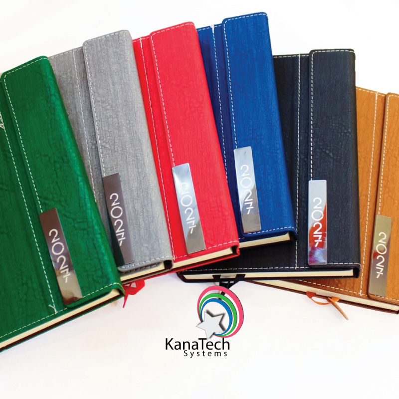 Customized A5 Diaries 2027 2 Kshs&Nbsp;1,800.00 Customized a5 diaries 2027 in green, grey, red, blue, brown and black, ideal for branded corporate gifts, staff gifts and client giveaways in kenya.