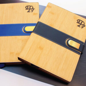 Eco-Friendly B5 Diaries 2027 in black and blue, ideal for sustainable corporate gifts, branded staff gifts and client giveaways in Kenya.