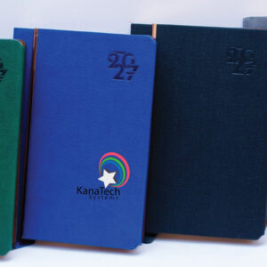 Home 2 Personalized a5 diaries 2027 in black, green, grey and blue, ideal for branded corporate gifts, staff appreciation and client giveaways in kenya.