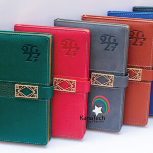 Home 2 Quality a5 diaries 2027 available in grey, red, brown, blue, green and black, ideal for branded corporate gifts and client giveaways in kenya.