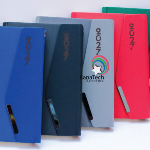 Home 4 Uv-printed a5 diaries 2027 in red, grey, green, black and blue, ideal for branded corporate gifts, staff gifts and client giveaways in kenya.